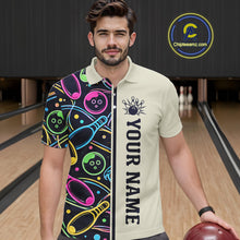 Load image into Gallery viewer, Personalized Funny Neon Bowling Shirt For Men, Retro Bowling Team Jersey Polo &amp; 1/4 Zip TDM6461