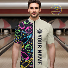 Load image into Gallery viewer, Personalized Funny Neon Bowling Shirt For Men, Retro Bowling Team Jersey Polo &amp; 1/4 Zip TDM6461