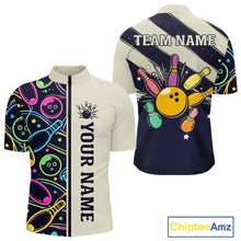 Load image into Gallery viewer, Personalized Funny Neon Bowling Shirt For Men, Retro Bowling Team Jersey Polo &amp; 1/4 Zip TDM6461
