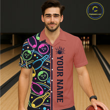 Load image into Gallery viewer, Personalized Funny Neon Bowling Hawaiian Shirt For Women, Retro Bowling Team Jersey Outfit | Orange TDM6462