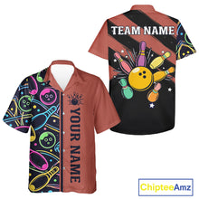 Load image into Gallery viewer, Personalized Funny Neon Bowling Hawaiian Shirt For Women, Retro Bowling Team Jersey Outfit | Orange TDM6462