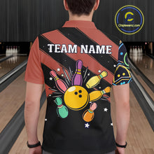 Load image into Gallery viewer, Personalized Funny Neon Bowling Shirt For Men, Retro Bowling Team Jersey Polo &amp; 1/4 Zip | Orange TDM6462