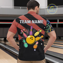 Load image into Gallery viewer, Personalized Funny Neon Bowling Shirt For Men, Retro Bowling Team Jersey Polo &amp; 1/4 Zip | Orange TDM6462