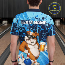 Load image into Gallery viewer, Blue Funny Bulldog Bowling Beer Polo &amp; 1/4 Zip Shirts For Men Custom Bowling Team Jersey TDM6473