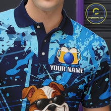 Load image into Gallery viewer, Blue Funny Bulldog Bowling Beer Polo &amp; 1/4 Zip Shirts For Men Custom Bowling Team Jersey TDM6473