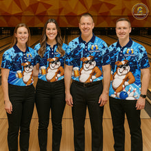 Load image into Gallery viewer, Blue Funny Bulldog Bowling Beer Polo &amp; 1/4 Zip Shirts For Men Custom Bowling Team Jersey TDM6473