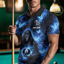 Load image into Gallery viewer, Blue Grim Reaper Butterfly Billiard Shirt For Men Custom 8 Ball Pool Team Jersey Polo &amp; 1/4 Zip TDM6299