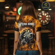Load image into Gallery viewer, Personalized Orange Flaming Grim Reaper Darts Shirt For Women Custom Fire Darts Team Jersey TDM4974