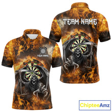 Load image into Gallery viewer, Personalized Orange Flaming Grim Reaper Darts Shirt For Men Custom Fire Darts Team Jersey TDM4974