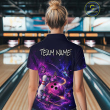 Load image into Gallery viewer, Pink And Purple Butterfly Bowling Shirt For Women Custom Glowing Bowling Jersey Polo &amp; 1/4 Zip TDM6320