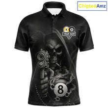 Load image into Gallery viewer, Custom Grim Reaper 8 Ball &amp; 9 Ball Smoke Billiard Shirt For Men, Pool Team Jersey Polo &amp; 1/4 Zip TDM6496