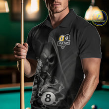 Load image into Gallery viewer, Custom Grim Reaper 8 Ball &amp; 9 Ball Smoke Billiard Shirt For Men, Pool Team Jersey Polo &amp; 1/4 Zip TDM6496