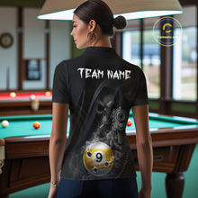 Load image into Gallery viewer, Custom Grim Reaper 8 Ball &amp; 9 Ball Smoke Billiard Shirt For Women, Pool Team Jersey Polo &amp; 1/4 Zip TDM6496