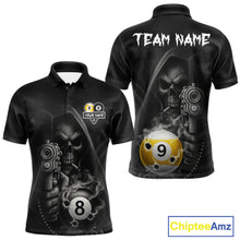 Load image into Gallery viewer, Custom Grim Reaper 8 Ball &amp; 9 Ball Smoke Billiard Shirt For Men, Pool Team Jersey Polo &amp; 1/4 Zip TDM6496
