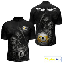 Load image into Gallery viewer, Custom Grim Reaper 8 Ball &amp; 9 Ball Smoke Billiard Shirt For Men, Pool Team Jersey Polo &amp; 1/4 Zip TDM6496