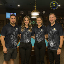 Load image into Gallery viewer, Custom Grim Reaper 8 Ball &amp; 9 Ball Smoke Billiard Shirt For Men, Pool Team Jersey Polo &amp; 1/4 Zip TDM6496