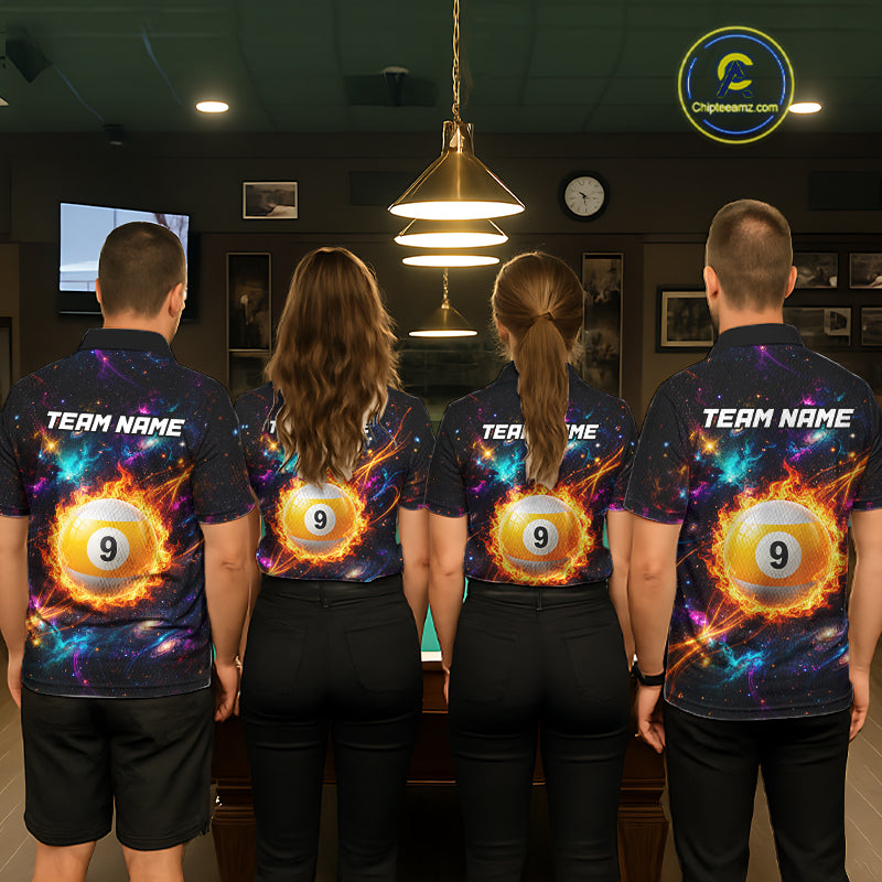 Personalized Galaxy Fire 8 Ball 9 Ball Billiard Shirt For Women, Pool Team Jersey Polo & Quarter Zip TDM7235