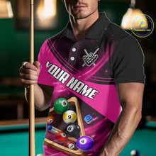 Load image into Gallery viewer, Pink And Black Billiard Jersey For Men Custom Pool Balls Billiard Team Shirt Polo &amp; 1/4 Zip TDM6329