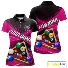 Load image into Gallery viewer, Pink And Black Billiard Jersey For Women Custom Pool Balls Billiard Team Shirt Polo &amp; 1/4 Zip TDM6329