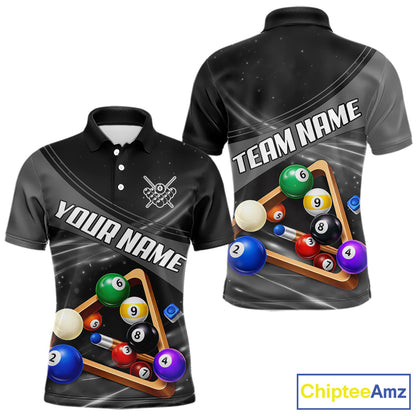 Grey And Black Billiard Jersey For Men Custom Pool Balls Billiard Team Shirt Polo & 1/4 Zip TDM6330