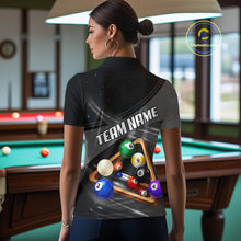 Load image into Gallery viewer, Grey And Black Billiard Jersey For Women Custom Pool Balls Billiard Team Shirt Polo &amp; 1/4 Zip TDM6330