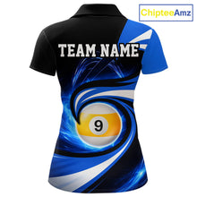 Load image into Gallery viewer, Black And Blue 8 Ball &amp; 9 Ball Billiard Shirt For Women Custom Pool Jersey Team Polo &amp; 1/4 Zip TDM6343
