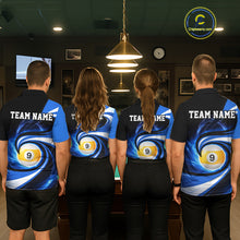 Load image into Gallery viewer, Black And Blue 8 Ball &amp; 9 Ball Billiard Shirt For Women Custom Pool Jersey Team Polo &amp; 1/4 Zip TDM6343