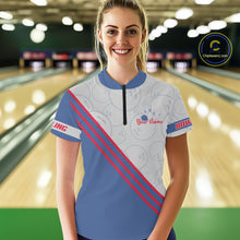 Load image into Gallery viewer, Personalized Bowling Jersey Polo &amp; Quarter Zip For Women Custom Bowling Tournament Team Shirt TDM6349