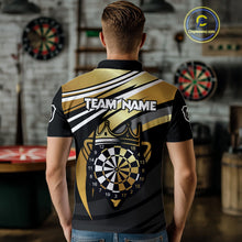 Load image into Gallery viewer, Black And Gold Dartboard Crown Darts Shirt For Men Custom Darts Sport Jersey Team Polo &amp; 1/4 Zip TDM4793