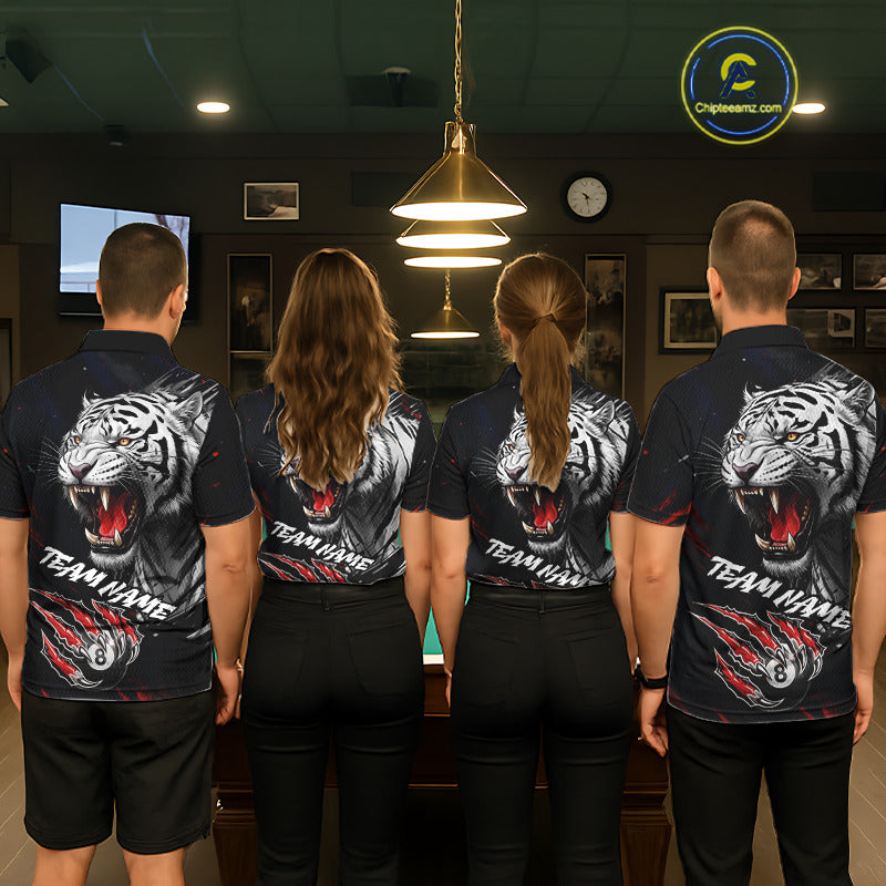 Personalized Tiger 8 Ball Pool Billiard Shirt For Women, Billiard Team Jersey Polo & 1/4 Zip |Red TDM5495