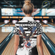 Load image into Gallery viewer, Custom Bowling Shirts For Women, Grunge Eagle American Flag Bowling Jersey Team Polo &amp; 1/4 Zip TDM6545