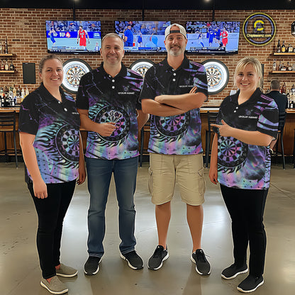 Holographic Flaming Dartboard Custom Darts Shirt For Women, Darts Jersey Team Polo & 1/4 Zip TDM5502