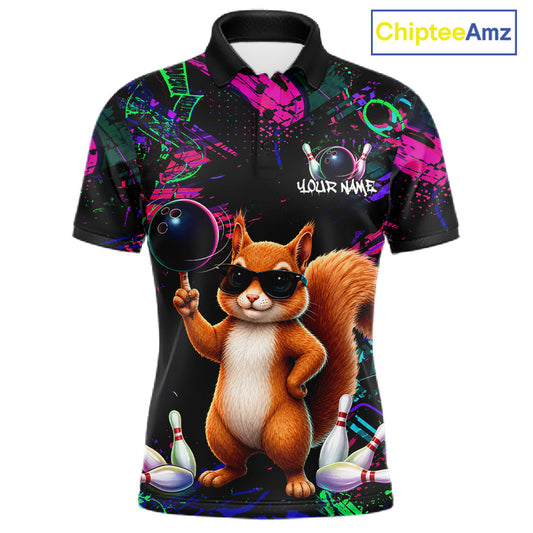 Personalized Funny Squirrel Graffiti Bowling Jersey For Men, Bowling Team Shirts Polo & 1/4 Zip TDM6555