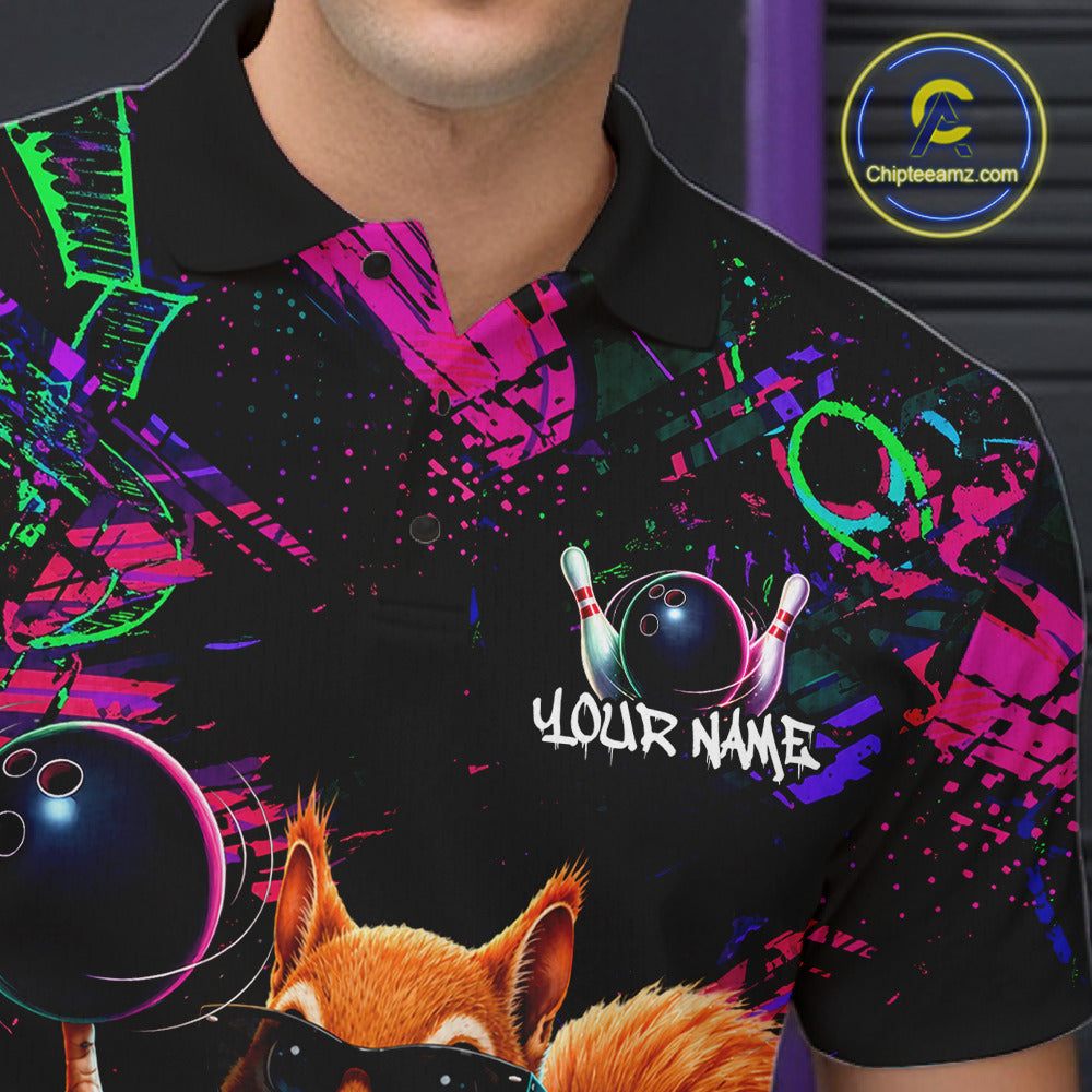 Personalized Funny Squirrel Graffiti Bowling Jersey For Men, Bowling Team Shirts Polo & 1/4 Zip TDM6555