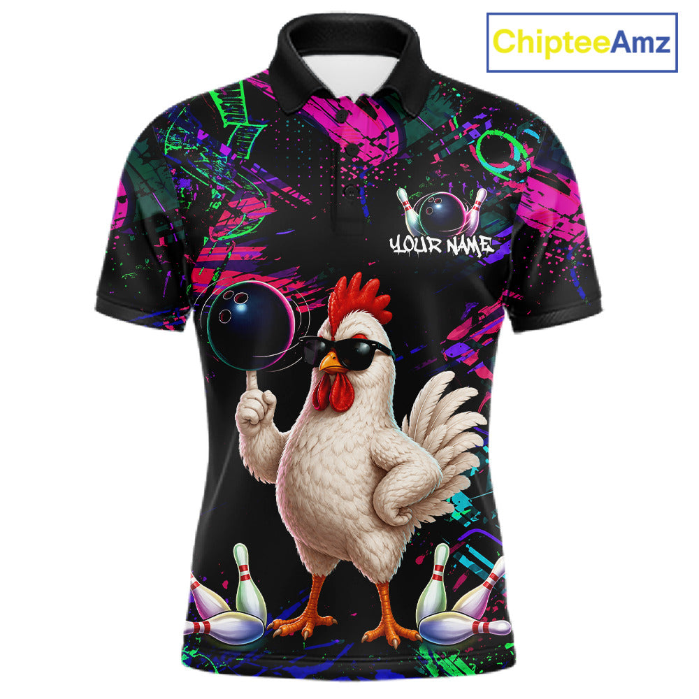 Personalized Funny Chicken Graffiti Bowling Jersey For Men, Bowling Team Shirts Polo & 1/4 Zip TDM6556