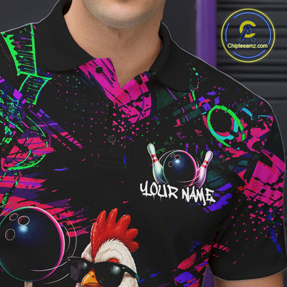 Personalized Funny Chicken Graffiti Bowling Jersey For Men, Bowling Team Shirts Polo & 1/4 Zip TDM6556