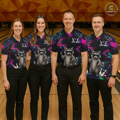 Personalized Funny Raccoon Graffiti Bowling Jersey For Women, Bowling Team Shirts Polo & 1/4 Zip TDM6557