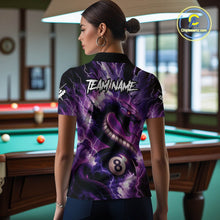 Load image into Gallery viewer, Purple Thunder Lightning Cobra Snake 8 Ball Billiard Shirt For Women Custom Pool Team League Jersey TDM4838
