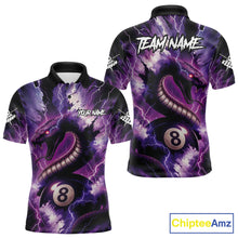Load image into Gallery viewer, Purple Thunder Lightning Cobra Snake 8 Ball Billiard Shirt For Men Custom Pool Team League Jersey TDM4838