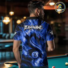 Load image into Gallery viewer, Blue 8 Ball Thunder Lightning Cobra Snake Billiard Shirt For Men Custom Billiard League Pool Jersey TDM4839