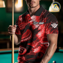 Load image into Gallery viewer, Red 8 Ball Thunder Lightning Cobra Snake Billiard Shirt For Men Custom Billiard League Pool Jersey TDM4840