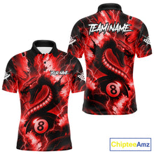 Load image into Gallery viewer, Red 8 Ball Thunder Lightning Cobra Snake Billiard Shirt For Men Custom Billiard League Pool Jersey TDM4840