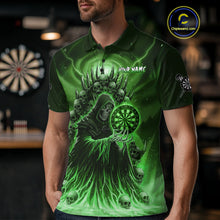 Load image into Gallery viewer, Personalized Green Grim Reaper Darts Jersey For Men Custom Skull Darts Team Polo &amp; Quarter Zip  TDM5060