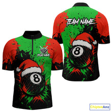 Load image into Gallery viewer, Green &amp; Red Splash Santa Christmas 8 Ball Billiard Shirt For Men Custom Xmas Gift For Pool Player TDM4846