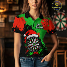 Load image into Gallery viewer, Funny Green And Red Splash Santa Christmas Darts Shirt For Women Custom Xmas Gifts Darts Jersey TDM4847
