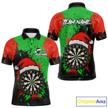 Load image into Gallery viewer, Funny Green And Red Splash Santa Christmas Darts Shirt For Men Custom Xmas Gifts Darts Jersey TDM4847