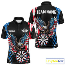 Load image into Gallery viewer, Personalized American Flag Eagle Patriotic Darts Shirt For Men Custom Darts Jersey Polo &amp; 1/4 Zip TDM4859