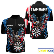Load image into Gallery viewer, Personalized American Flag Eagle Patriotic Darts Shirt For Men Custom Darts Jersey Polo &amp; 1/4 Zip TDM4859