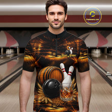 Load image into Gallery viewer, Personalized Vintage Bourbon Bowling Shirt For Men, Funny Bowling Jersey Team Polo &amp; 1/4 Zip TDM6420
