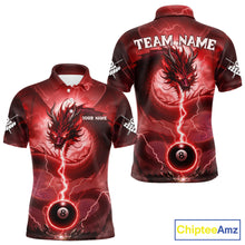 Load image into Gallery viewer, Red 8 Ball Lightning Dragon Billiard Jersey For Men Custom Pool Team Shirt Polo &amp; 1/4 Zip TDM5116